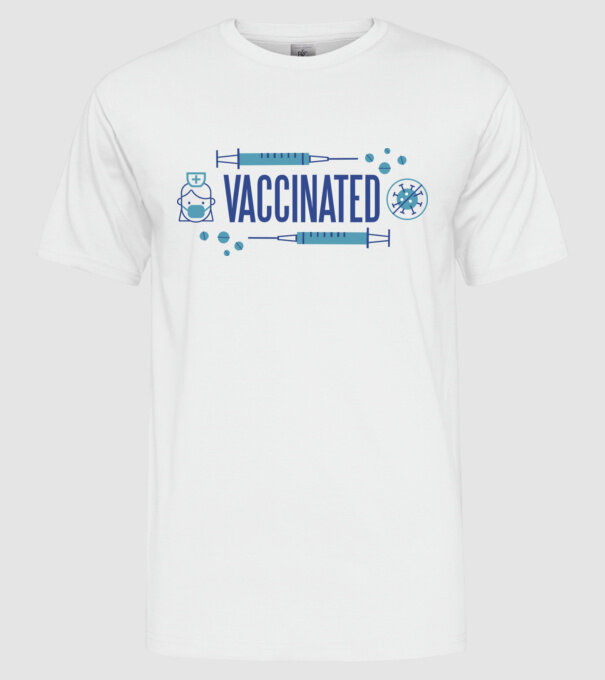 Sunt vaccinat model alb pe tricou