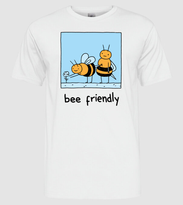 Bee friendly model alb pe tricou