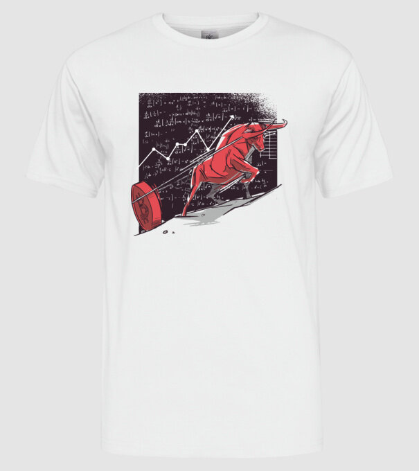 Taur Bitcoin model alb pe tricou