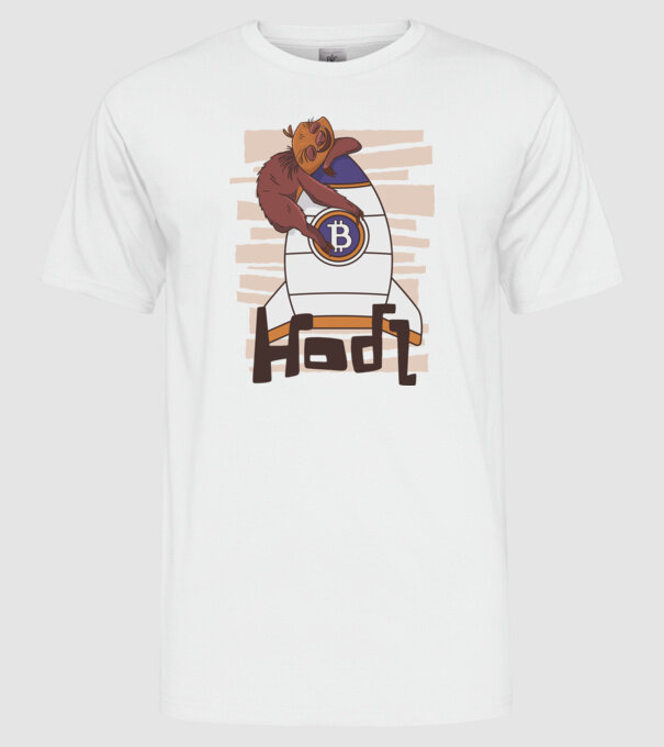 Bitcoin Hodl Leneș model alb pe tricou