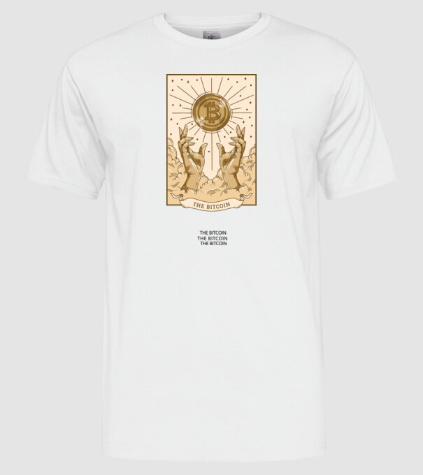 Religie Bitcoin model alb pe tricou