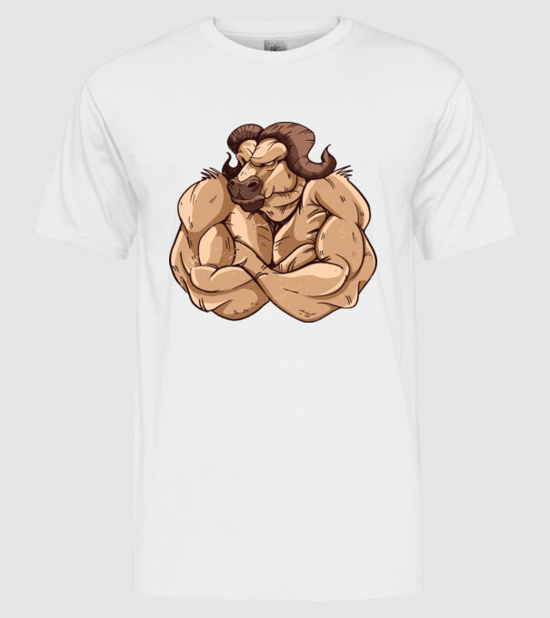 Puternic ca un bivol model alb pe tricou
