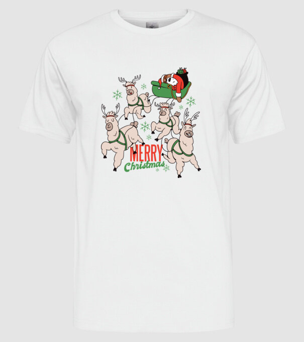 Crăciun Fericit Moș Crăciun Leneș model alb pe tricou