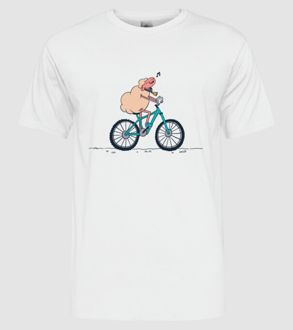Miel cu bicicletă model alb pe tricou