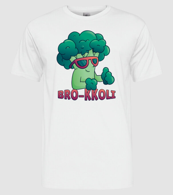 Broccoli model alb pe tricou