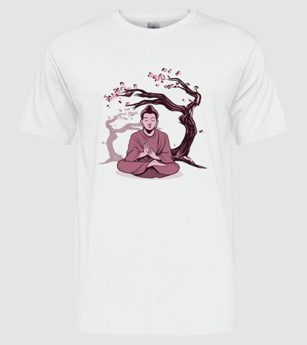 Buddha Meditație model alb pe tricou