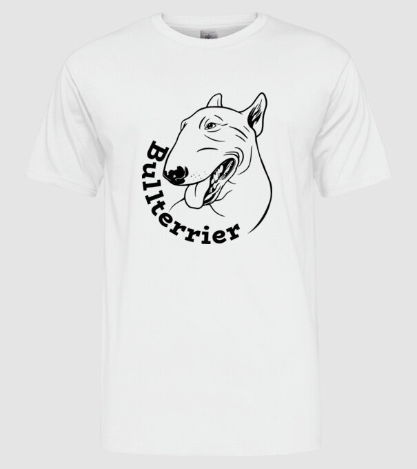 Bull Terrier model alb pe tricou