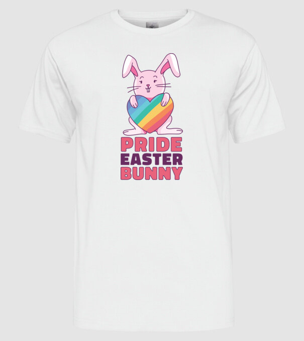 Iepurașul de Paște mândru model alb pe tricou