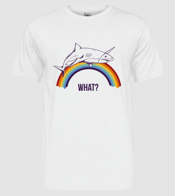 Rechin unicorn model alb pe tricou