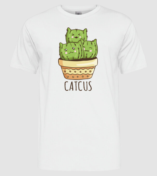 Catcus Pisică Cactus model alb pe tricou