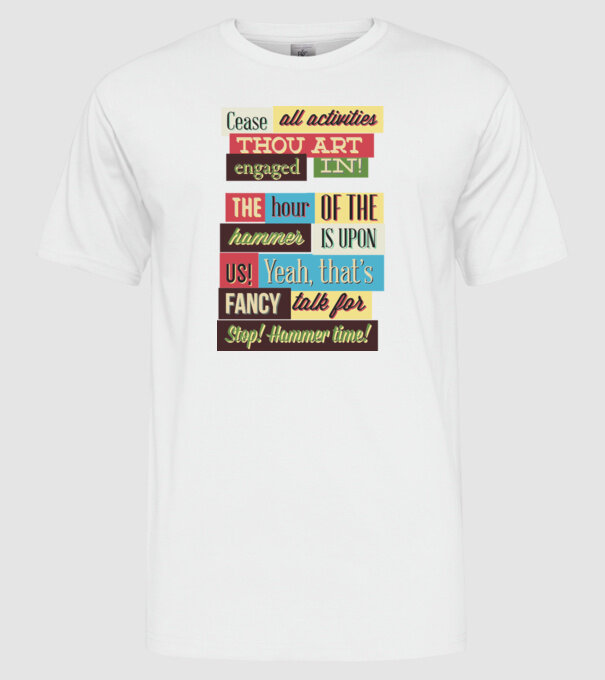 Cease all activities thou art engaged in model alb pe tricou