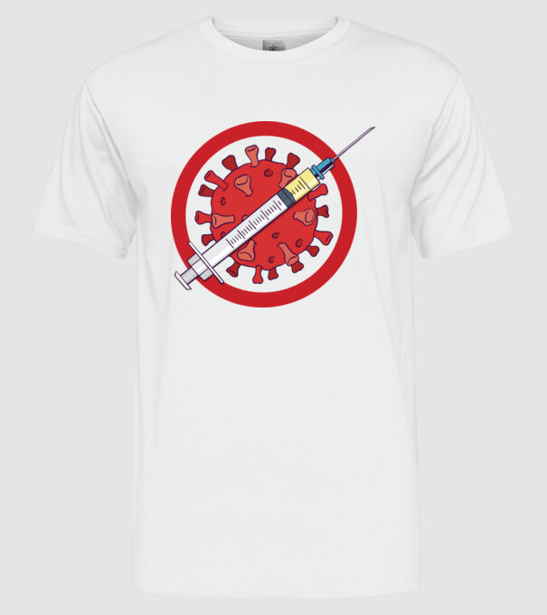 Vaccin virus (?) model alb pe tricou