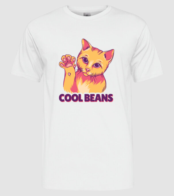 Cool Beans - talpă pisică model alb pe tricou