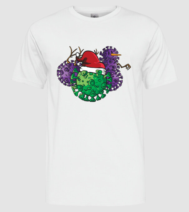 Christmas Covid model alb pe tricou