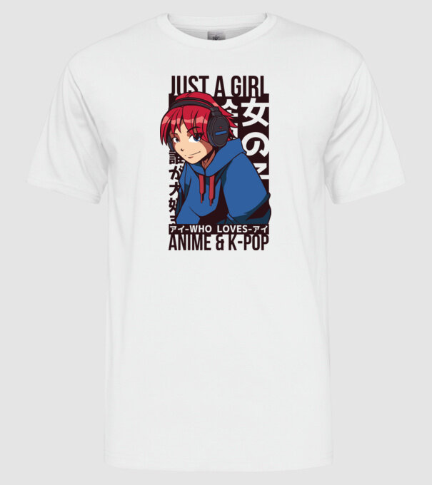 Doar o fată căreia îi place Anime și K-Pop model alb pe tricou