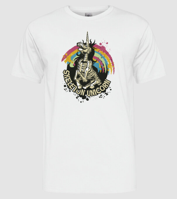 Schelet unicorn model alb pe tricou