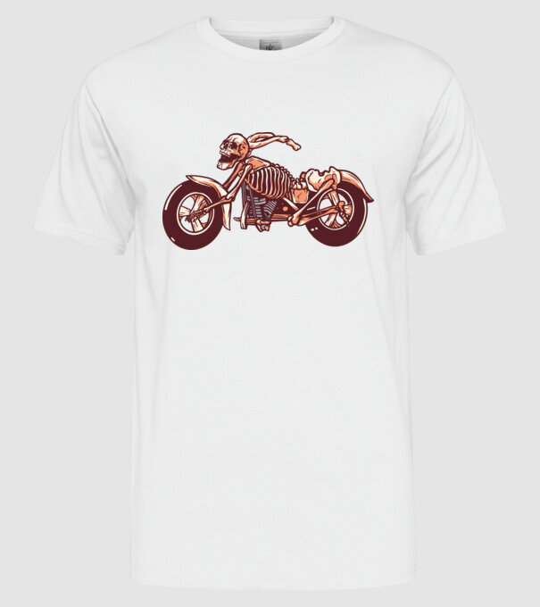 Motocicletă cu Schelet model alb pe tricou