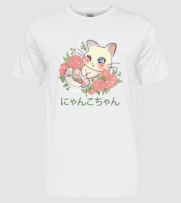 Pisicuță drăguță Anime model alb pe tricou