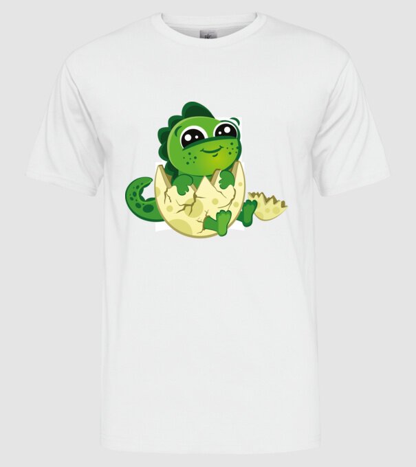 dinozaur drăguț în ou model alb pe tricou