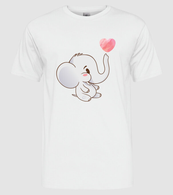 Elefant drăguț model alb pe tricou