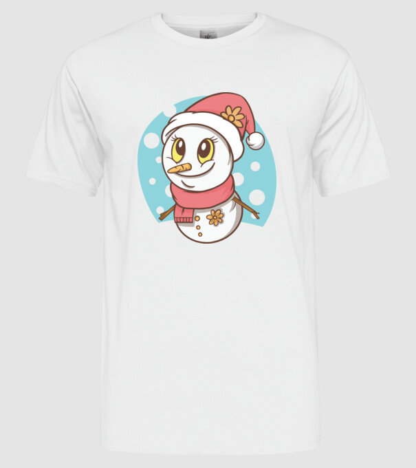 Om de zăpadă drăguț model alb pe tricou