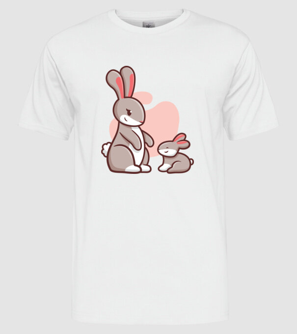 Iepurași drăguți model alb pe tricou