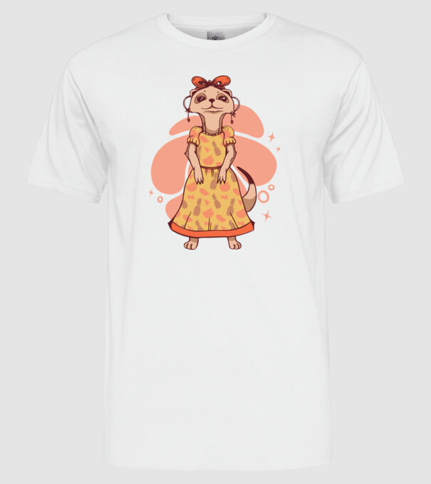 Suricată drăguță model alb pe tricou