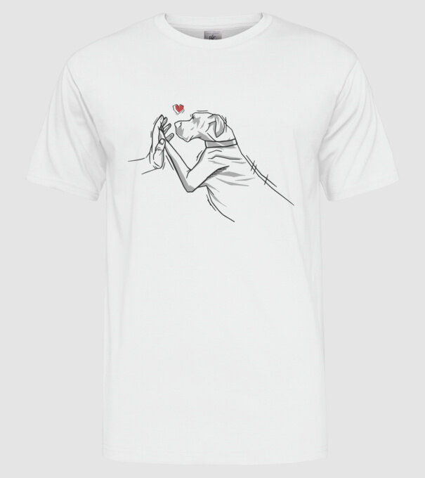 Dog danez bate palma model alb pe tricou