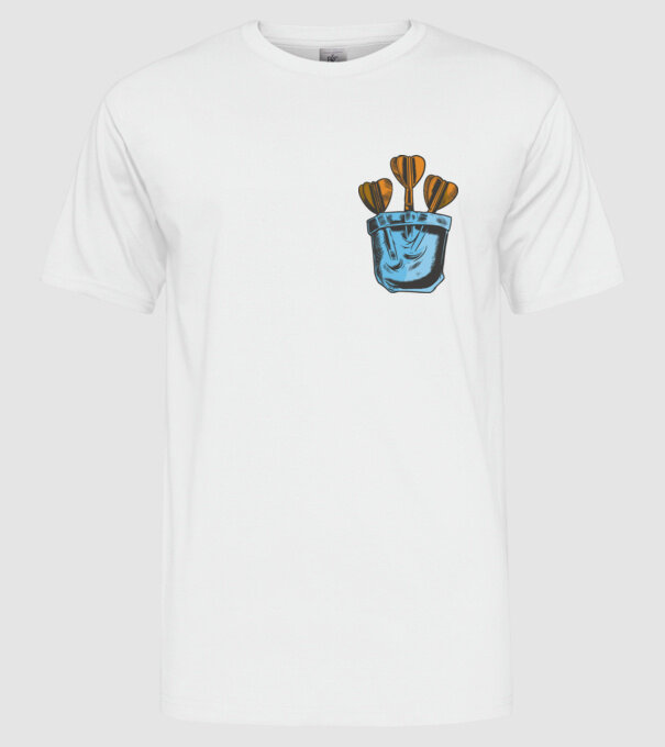 Darts buzunar model alb pe tricou