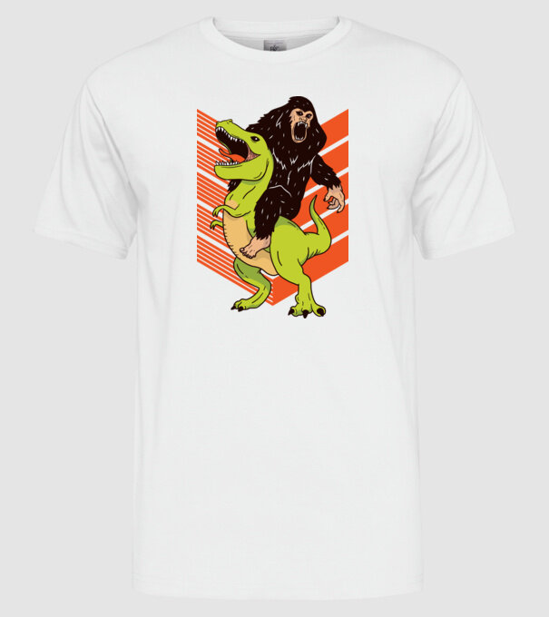 Dinozaur Yeti model alb pe tricou