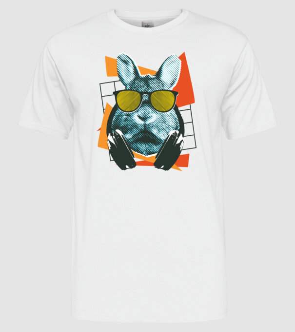 DJ Iepure model alb pe tricou