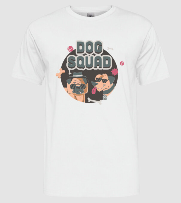 Dog squad model alb pe tricou
