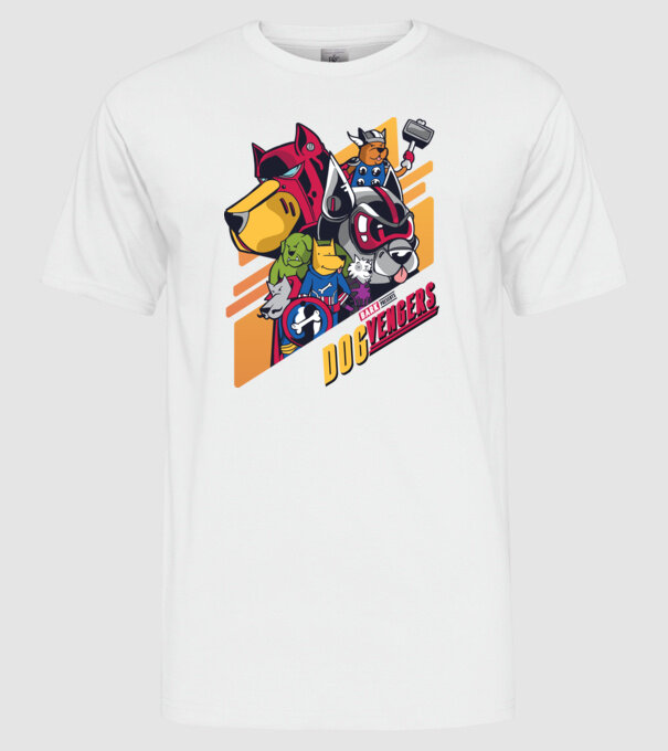 Dogvengers Câini Eroi model alb pe tricou