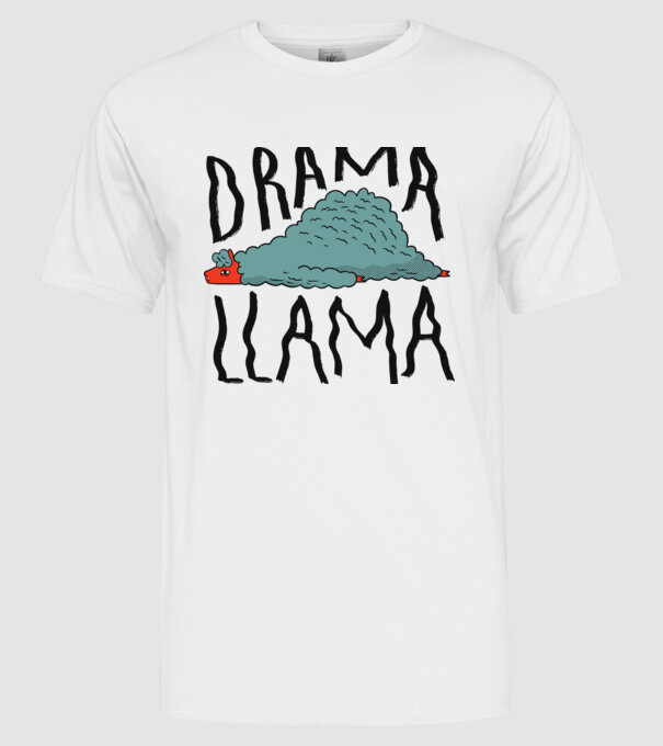 Dramă Lama model alb pe tricou