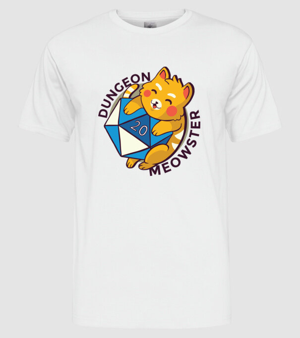 Dungeon Meowster joc de rol RPG tricou cu pisică model alb pe tricou