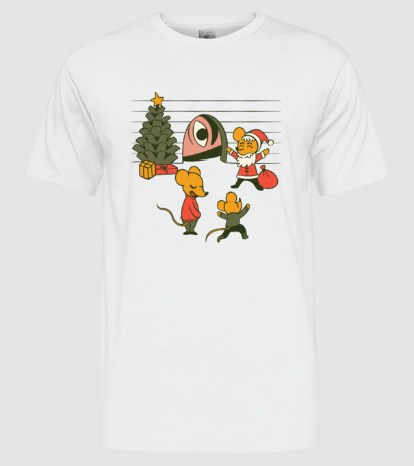 Crăciun Șoarece model alb pe tricou