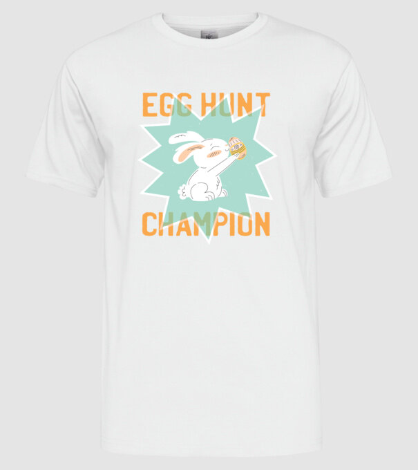 Egg Hunt Champion Campion la vânătoare de ouă model alb pe tricou