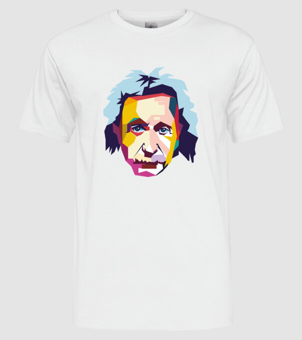 Einstein abstract model alb pe tricou