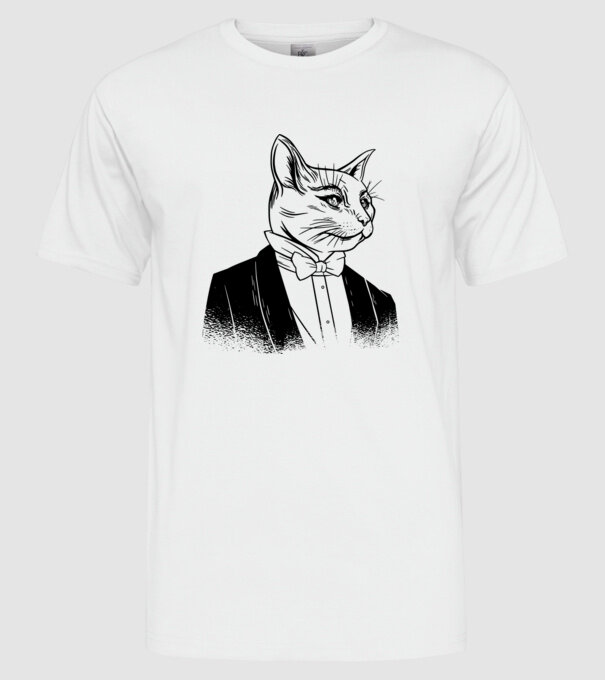 Pisică Elegantă model alb pe tricou