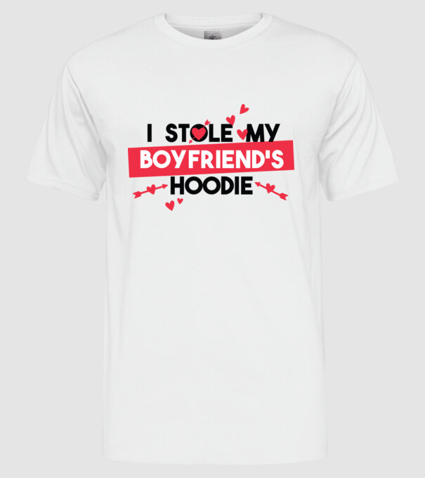 'Am furat puloverul prietenului meu pulover amuzant pentru Valentine''s Day' model alb pe tricou