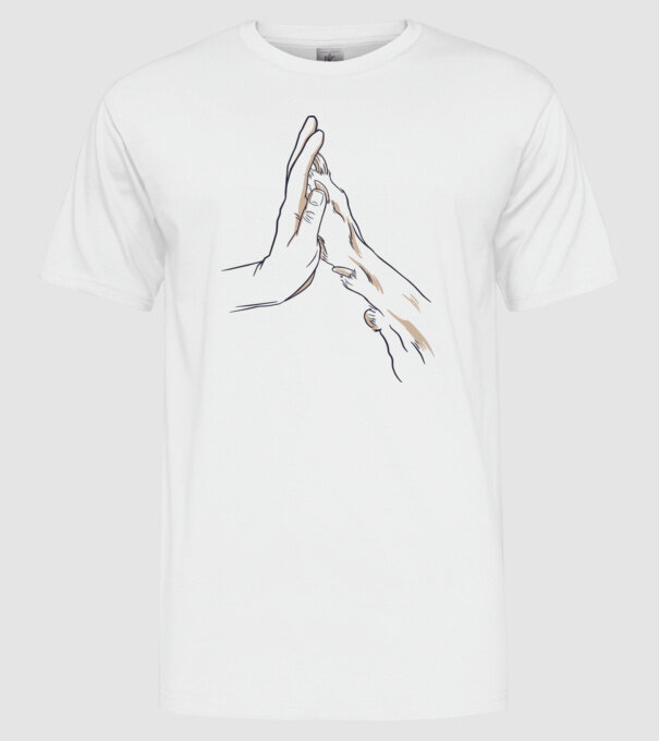Prietenia câine om model alb pe tricou