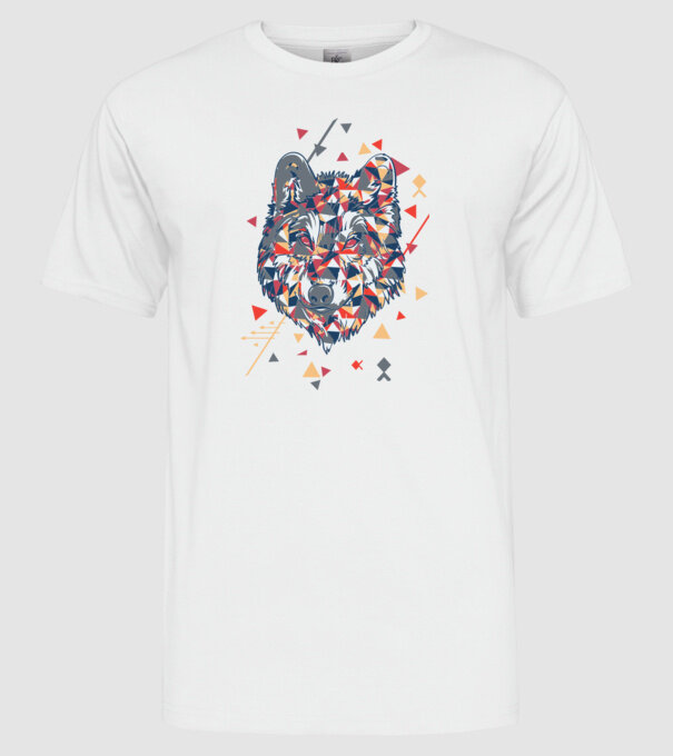 Lup - abstract model alb pe tricou