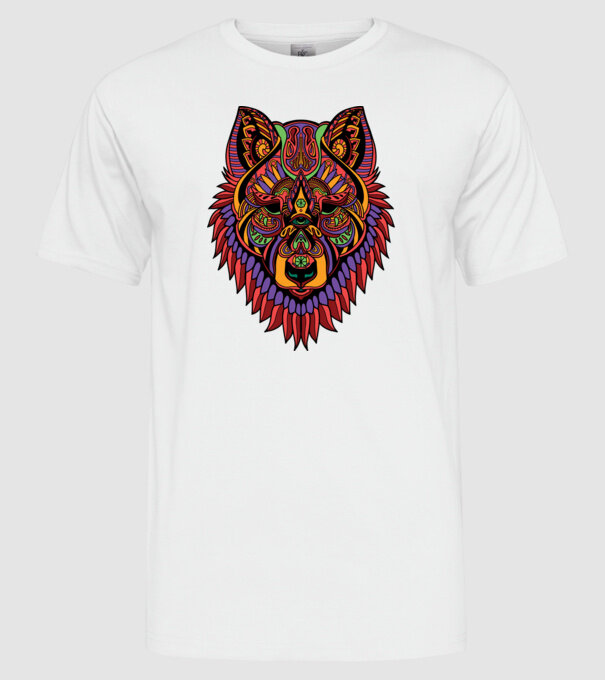 Cap de lup model alb pe tricou