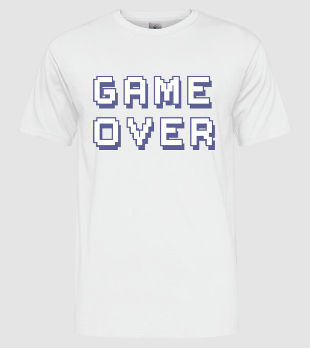 Game Over model alb pe tricou