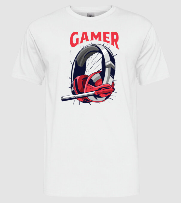 Căști Gamer model alb pe tricou