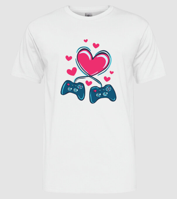 Dragoste Gamer model alb pe tricou