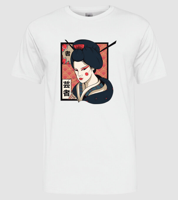 Geisha Japonia model alb pe tricou