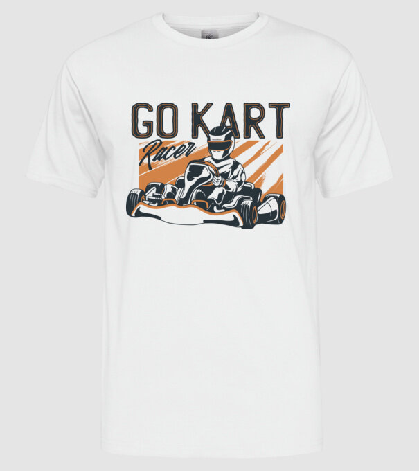 Concurent Go-kart model alb pe tricou