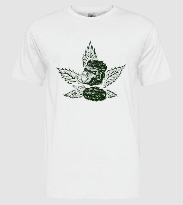 GORILĂ cannabis model alb pe tricou
