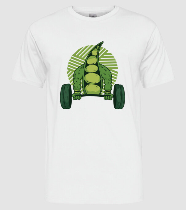 Mazăre musculoasă model alb pe tricou
